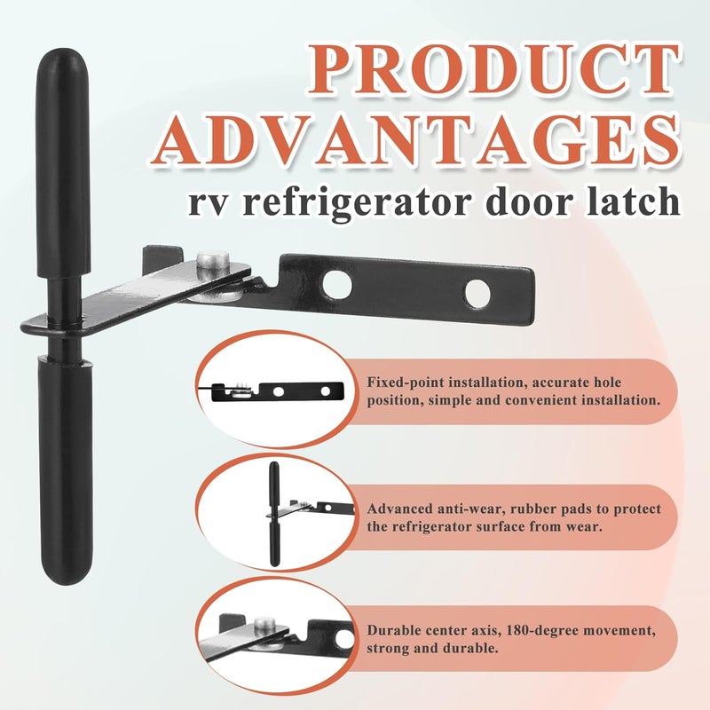 Yaocom 2 Pack RV Refrigerator Door Latch Fridge Lock 1-3/16 Hole Spacing Furniture Parts Hardware Keeps Fridge Shut While Traveling - Image 3